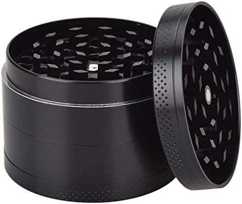 DCOU Zinc Alloy Pollen/Spice Grinder/Herb Grinder with Sifter and Magnetic Lid, the Grinder for Herbs and Spices - 4 Pieces 2.14 Inches (Black)