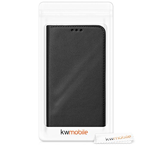 kwmobile Funda para Huawei P8 Lite  2017  - Carcasa para m  vil de  Cuero sint  tico  - Case  Plegable  en  Negro 