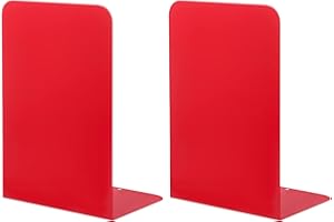 Book Ends for Shelves, MSDADA Heavy Duty Bookends for Office, School&Home, Metal Bookends for Heavy Books, Anti Slip Book Holder Bookend Supports Book Stoppers for Bookworms Gift(Red)