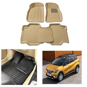 RS Enterprises Cars Carpet Floor/Foot 4D Mats for Renault triber ,Cream (Beige)