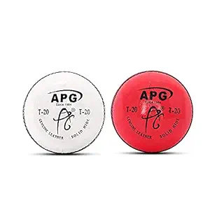APG T-20 Combo Leather Cricket Ball, 4 Piece Construction,1 White Leather Cricket Ball and 1 Pink Leather Cricket Ball, Set of 2 Balls , Hand Stitched Weight 5.5oz (Made in India), Men