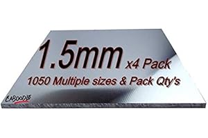 CABOODLE Aluminium Sheet Plate 1.5mm 1050 grade - Multiple Size's & Pack Qty's - 100mm x 100mm x 1.5mm-4Pk