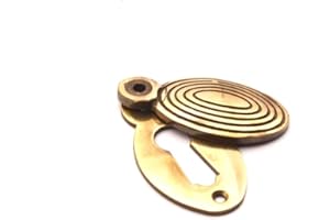 INFINITY DECOR Oval Shaped Beehive/Reeded Door Lock Keyhole Escutcheons in Various Finishes (Aged Brass)