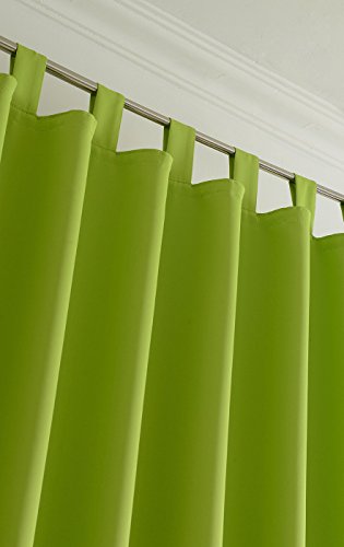 Verdunkelungsvorhag mit Schlaufen matt uni Farben, Apfelgrün, 245×140 (HxB) blickdicht Blackout, 20610 - 5