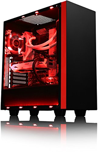 VIBOX Voxel GL570-145 Gaming PC – 4,2GHz Intel i5 Quad Core CPU, GTX 1070, leistungsfähig, Wassergekühlter Desktop Gamer Computer mit Spielgutschein, Rot Innenbeleuchtung, lebenslange Garantie* (3,8GHz (4,2GHz Turbo) Intel i5 7600K Kabylake Quad 4-Core Prozessor CPU, Nvidia GeForce GTX 1070 8GB Grafikkarte, 8GB Crucial Ballistix 2400MHz RAM, 1TB HDD Festplatte, Alphacool Eisbaer Wasserkühler, 500W 85+ Netzteil, NZXT Gehäuse, Z270 Mainboard, Ohne Windows Betriebssystem) - 2
