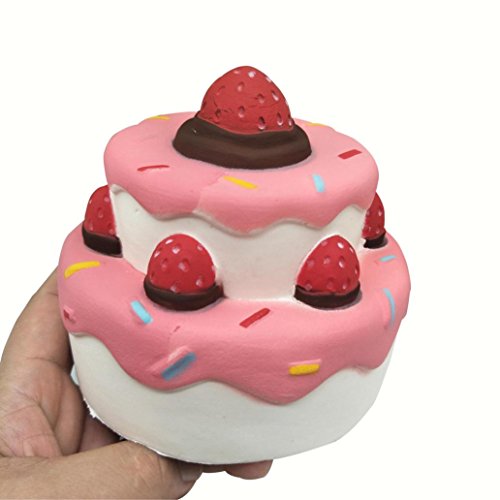 Squishy Toy, Quistal 4.7 Inch Strawberry Cake Super Slow Rising Soft Charms Toy for Stress Relief Scented Decompression Toys For Kids and Adults (White)