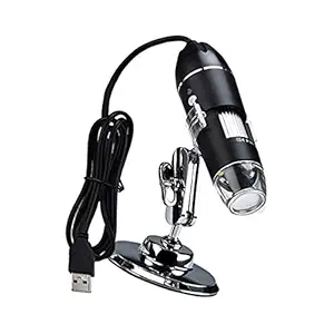 POPETPOP Magnification Digital Microscope Camera 1600X Kids Experiment Microscope with Stand High Definition Precious Stone Test (Black)