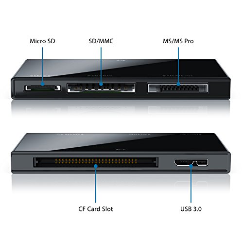 CSL – USB 3.0 Cardreader für Speicherkarten | mini Multi Kartenlesegerät | bis zu 5 Gbps | für MicroSD / SD / MMC / rs MMC / MS / MS Duo / CFi | Modell 2017 | schwarz - 2
