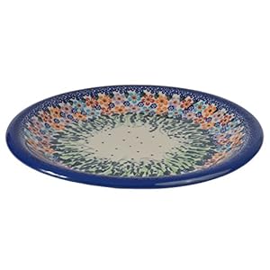 Traditional Polish Pottery, Handcrafted Ceramic Dinner Plate 26cm, Boleslawiec Style Pattern, T.301.Daisy