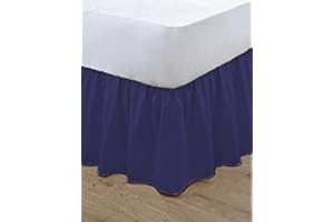 GoldStar® Navy Blue Single Frilled Base Valance Sheet Under Mattress Bed Linen 38cm Long Frill