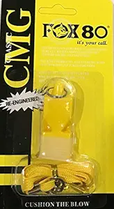 UE Fox 80 CMG Whistle Canada Made Classic Pealess Whistle with Cushioned Mouth Grip High Sound for Sports Coach (Yellow)