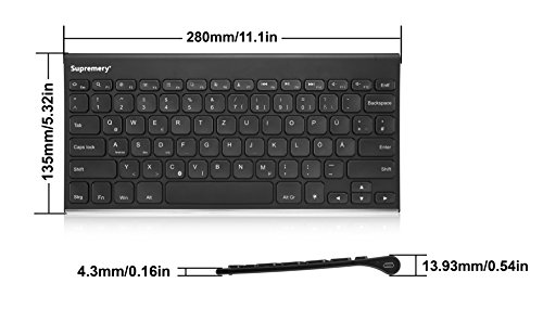 Supremery Bluetooth Tastatur Keyboard, Rückseite aus Aluminium – mit Hintergrundbeleuchtung (schnurlos) für MAC OS, Windows 10/ 8/ 7, IOS 9 / 8, Android (QWERTZ, deutsches Tastaturlayout) - 3