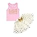 Produktbild JYJM Baby MädchenBuchstaben Brief Vest + Bow Dot Tutu Set Prinzessin Brautjungfer Festzug Kleid Geburtstag Party Hochzeitskleid Ärmelloses Schmetterlings-Spitzenkleid Mesh-Tutu-Kleid (120, Rosa)