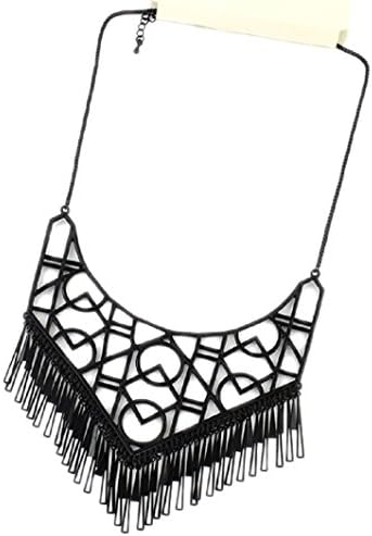 Lizzyoftheflowers - Goth punk style massive black Geometric pattern necklace