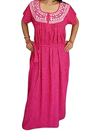 Indiatrendzs Women Nighty Cotton Blend Printed Sleepwear With Tie Belt (chest 46)