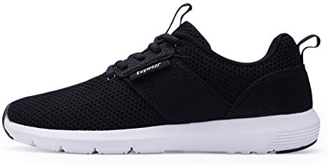 Ezywear Men's Running Shoe Athletic Trainer Sports Gym Knit Shoes (44 EU, Black)