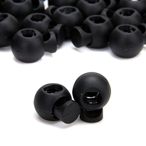 VORCOOL 100 Stück Kordelstopper DIY Schwarz Kunststoff Verbindungselement Cord Lock Stopper Umschaltflächen - 3
