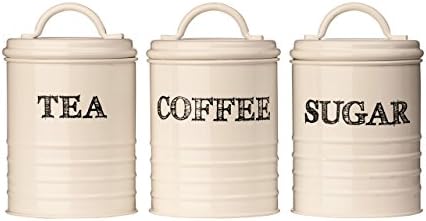 Cream Enamel Tea Coffee Sugar Storage Canisters