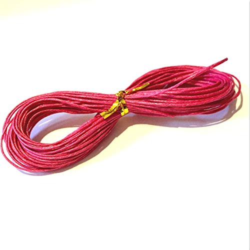 k2-accessories 1 mm Correa de algodón encerado cuerda - color rosa - C0593/10 metros