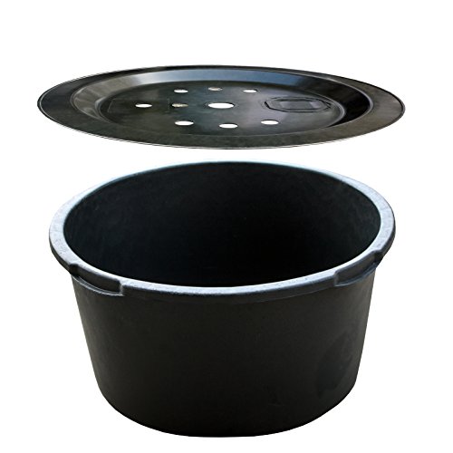 Set: PE Becken / Rundbecken + GFK Abdeckung D=66cm, H=35cm, 90L für Wasserspiele u. Brunnen von INTERGARDEN - 2