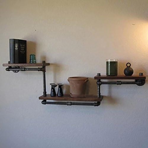 Wall Mount Storage Shelf Wall Mounted Shelves LOFT Retro Iron Water Pipe Bookshelves Potted Display Stand Living Room Wall Corner Decoration Shelves Wall Decorative