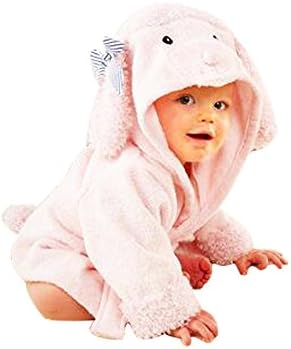 Sdtdia Baby Capped Pajamas Toddler Cotton Absorbent Bathrobe Cartoon Animal Beach Towl for 0-6 Years Old (Sheep)