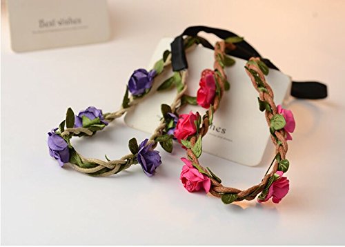 WTB Girls Flower Fairy Bohemian Braid Wedding Beach Tiara Crown hair headband (12pcs mixed color) - 2