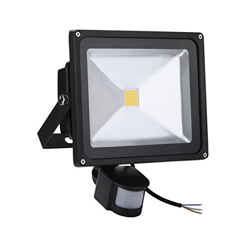 SAILUN 50W LED SMD Strahler Fluter Außen Flutlicht Strahler mit PIR Bewegungsmelder Fluter Wasserdicht IP65 Aluminiumkörper Schwarz Kaltweiß
