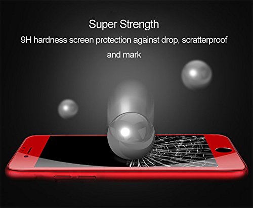 iPhone 7 Plus Panzerglas, VIUME Full-Cover HD Displayschutzfolie Edge to Edge 3D Panzerglasfolie 9H Tempered Glass Hartglas Glasfolie Handy Schutzglas Schutzfolie (5.5 Zoll) (Rot) - 5