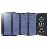BigBlue 28W Chargeur Solaire Pliable avec 3 USB Ports Panneau Solaire Portable et Imperméable + 4 Crochets en Acier Compatible avec iPhone XS/ 8/7/6S, iPad, Samsung Galaxy A5 /S6 /S7 /J7 /J5