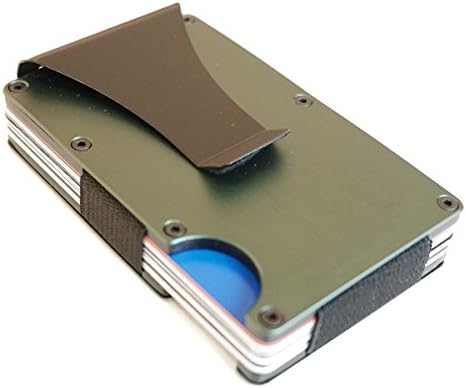 Slim RFID Blocking Wallet Aluminium Front Pocket Card Holder Money Clip (Khaki)