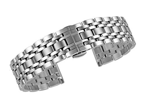 AUTULET 20 millimetri bracciali di orologi da polso legame metalliin solido catenaccio piegato estremità diritta acciaio argento