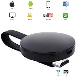 [Certificado CE ROSH] WiFi Aparato para la conexión de WiFi, ATETION 2018 WiFi inalámbrico 1080 P Mini Aparato Receptor HDMI TV Miracast DLNA Airplay para iOS/Android / Mac, Negro