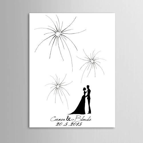 Takalao Personalisierte Fingerabdruck Malerei Leinwand Drucke-Gästebuch Signatur Fingerabdruck – unter dem Feuerwerk Hand zeichnen , Standard , 60*80 - 2