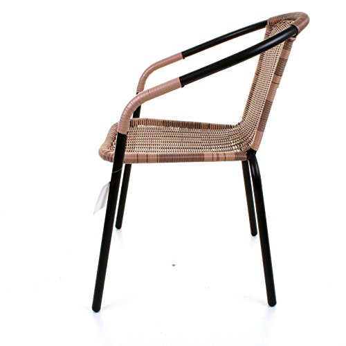 Bistro Chair Outdoor Mocha Wicker Rattan Woven Seat Black ...