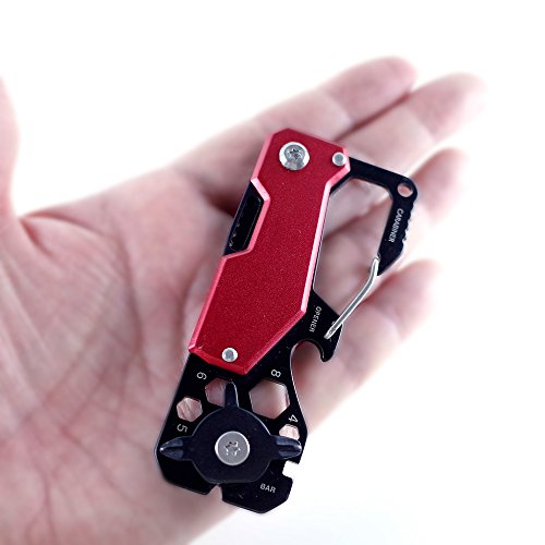 TROIKA TOOLINATOR – KTL25/RD – Mini-Werkzeug – 10 Funktionen – Taschenmesser, Karabiner, Flaschenöffner, Schraubendreher, Sechskantschlüssel, …- Edelstahl – rot/schwarz – das ORIGINAL von TROIKA - 5