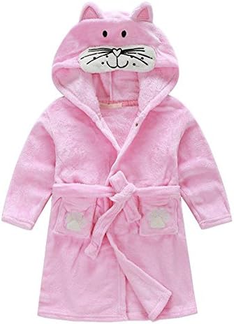 Unisex Baby Girls Boys Cute Animal Cartoon Extre Soft Flannel Warm Hooded Bathrobe Pajamas Sleepwear Sleepsuit Nightgown Kids Bathing Wrap Blanket Beach Poncho Towel - KEYSHINE