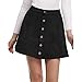 Produktbild JURTEE Frühling Damen Einfarbig Vintage Suedette Button Hohe Taille Plain A-Line Short Mini Rock Süß Kleid