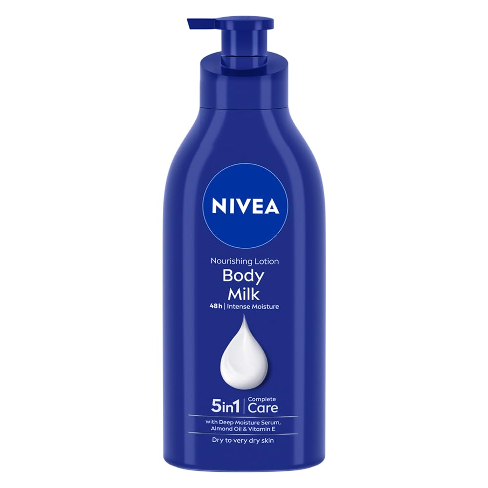 NIVEA Nourishing Body Milk 600ml Body Lotion | 48 H Moisturization | With 2X Almond Oil | Smooth and Healthy Looking Skin |Fo