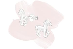 Laimons Kids Orecchini a pressione per bambini gioielli per bambini Cavallo puledro pony finitura lucida Argento Sterling 925