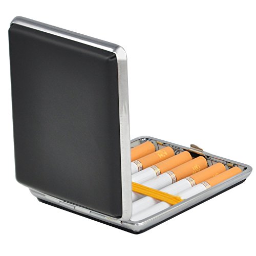 Gearmax® Étui à cigarettes en simili cuir et chrome