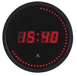 Enchufe: UK Alba HORLED - Reloj de pared LED negro/rojo - Toma eléctrica UK