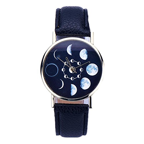 Sunnywill Frauen Lunar Eclipse Muster Leder Analog Quarz Armbanduhr Schwarz … Sunnywill Frauen Lunar Eclipse Muster Leder Analog Quarz Armbanduhr Schwarz …