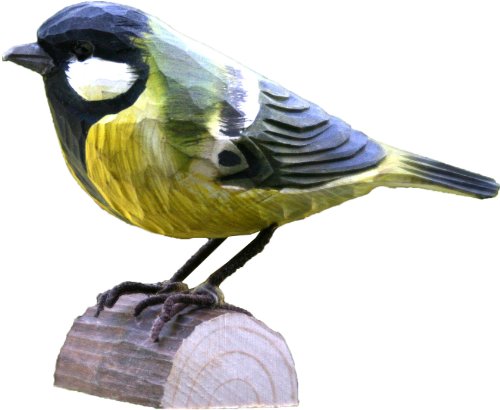 WILDLIFEGARDEN Wildlife Garden - DecoBird Great Tit (WG401) - Hand Carved Decorative Bird Figurine Made of Linden Wood - Small European Birds Collection