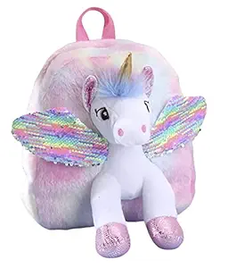 FunBlast Unicorn Soft Fur Bag for Kids - School & Picnic Bag / Lightweight Travel School Mini Backpack for Girls & Kids, Birthday Gift for Girls, Return Gift (Random Color)