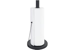 Wenko Portarrollos de cocina Clayton, soporte independiente de color negro para rollos de cocina comunes, metal recubierto de polvo, medidas diametro 15 x 33 cm, 55015100