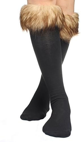 OMO One Pair Women Lady WARM SOFT COZY FUZZY Fashion Faux Fur Leg Warmers Sock Boots Cuffs Cover (Brown)