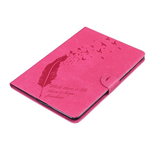 iPad Air Hülle, Deenor Stilvoll 3D Drucken Feather und Vögel Serie Brieftasche Tasche PU Leder Flip Protective Stand Tasche Schutzhülle Hülle für Apple iPad Air (2013 Version).[ Feather-Pink] - 4