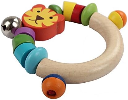 Sikete 1 Pcs Wooden Grasping Toy Children Wood Handbell Ring Education Birthday Christmas Gift (Tiger)
