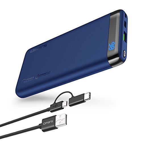 OMARS Batterie Externe Charge Rapide 10000mAh - USB C 18W PD 2 0 Entr  e   Sortie - USB A Quick Charge 3 0 - Chargeur Portable Batterie de Secours Pow